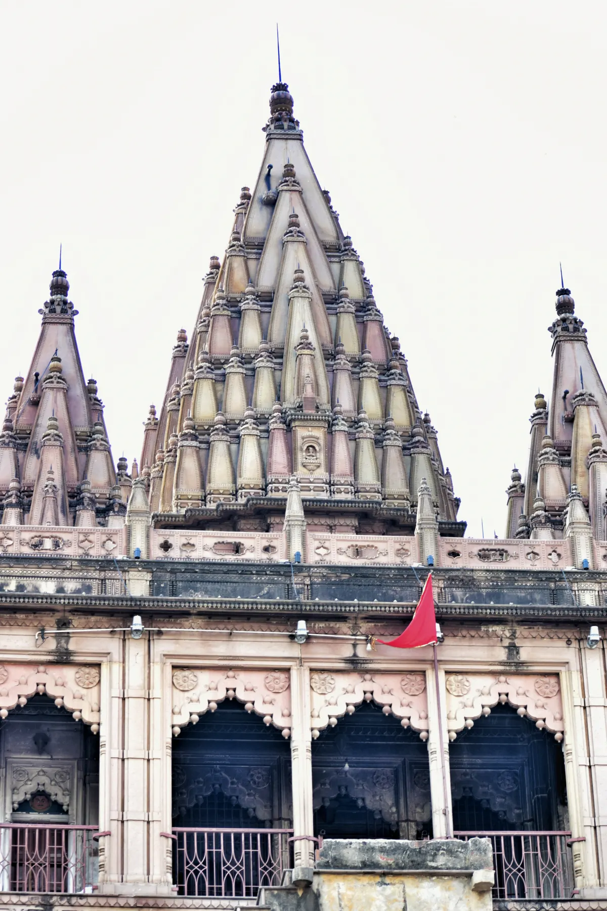 Carved stone spire of a Varanasi temple
